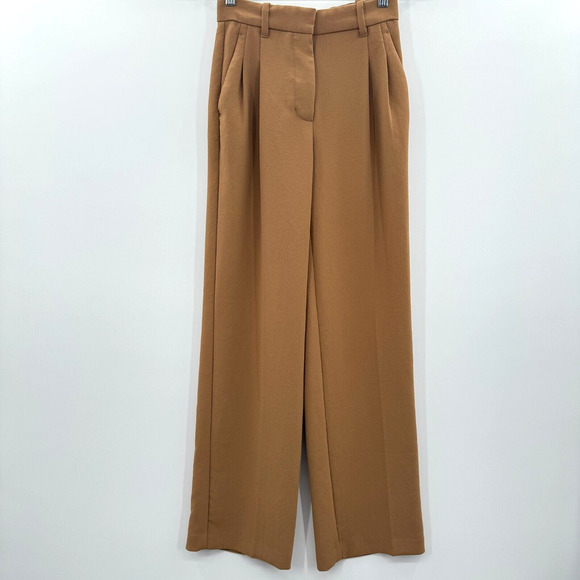 Wilfred Pants - Wilfred The Effortless Pleated Wide Leg Pants Size 00 Dark Tan Brown High Rise